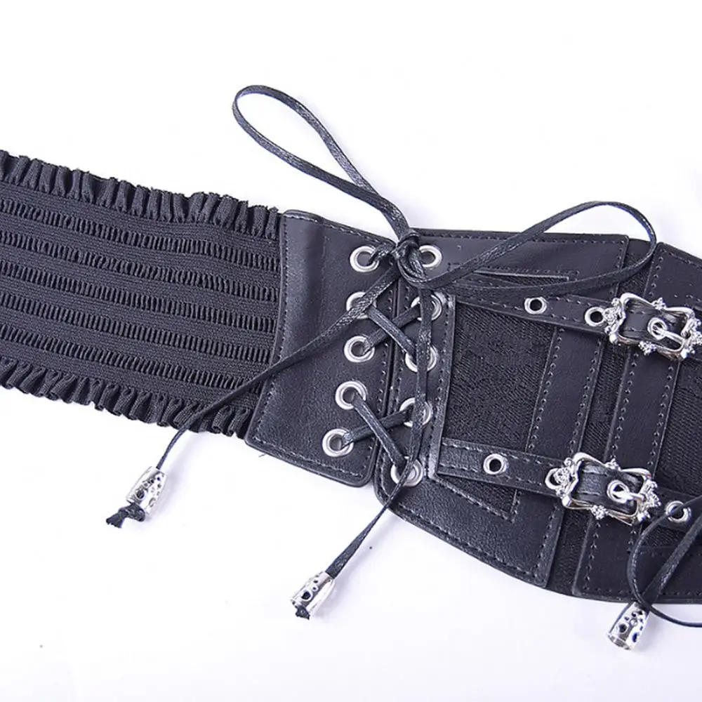 Slimming Lace Elastic Ladies Cummerbunds Elastic Band Tie Rope Girdle Belts Gothic Punk Leather Waistband Skirt Dress Coat