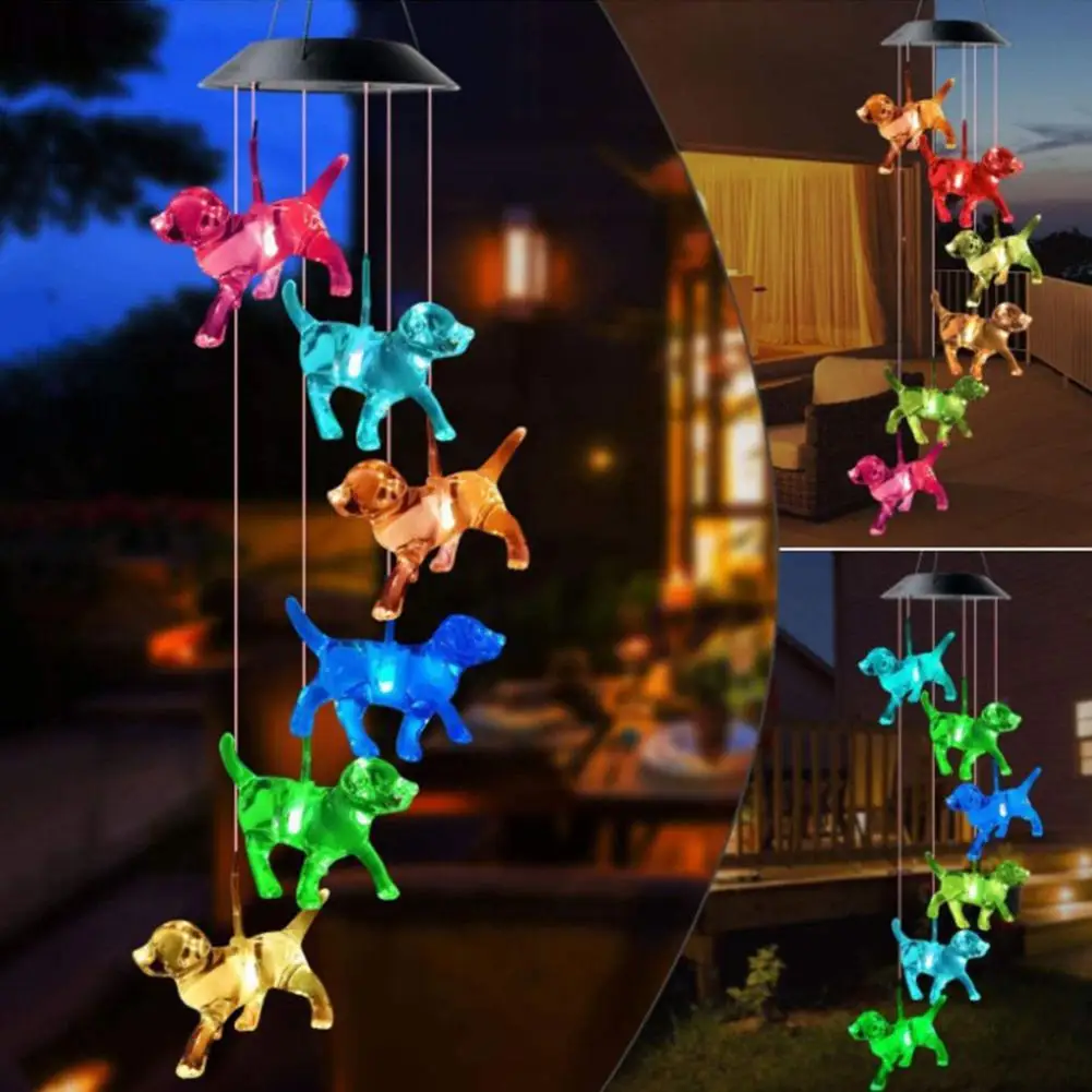 Solar Dog Wind Chime Light LED Solar String Light Wind Lights Home Chime Decoration Supplies Dog Colorful Garden Z3Y5