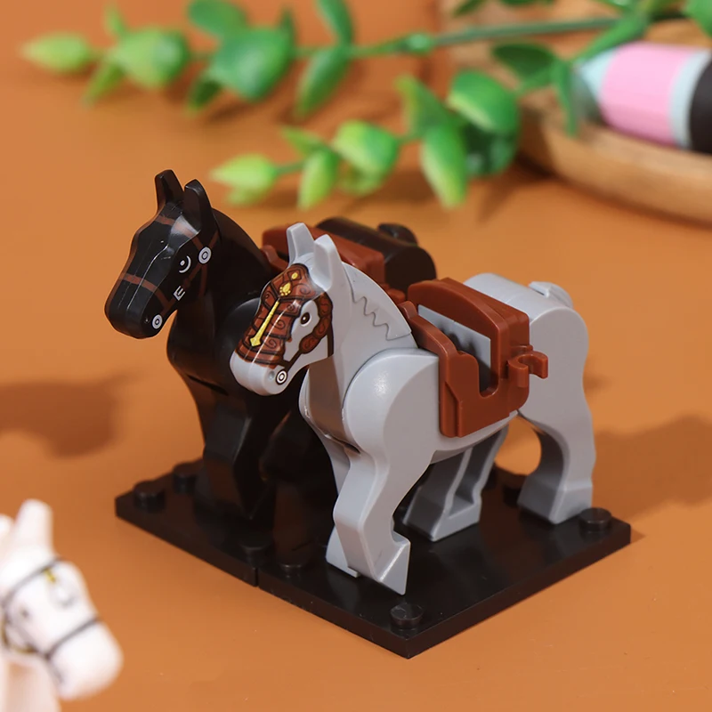 1pc Plastic Blocks Mini Blocks Action Figures War Medieval Knight Horse Wolf Saddle Bridle Toy Blocks For Children