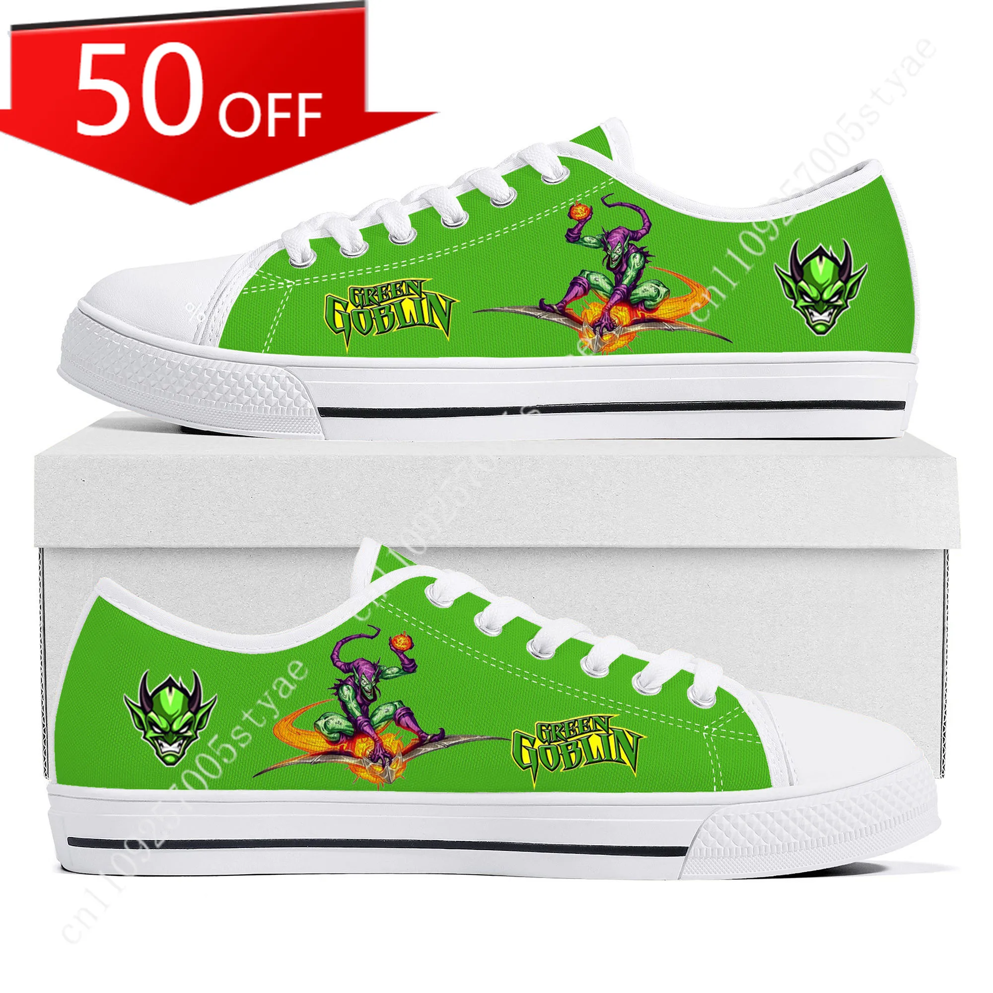 Marvel Green Goblin Avengers Low Top Lightweight Flat Sneakers Mens Womens Canvas Casual Custom Shoes