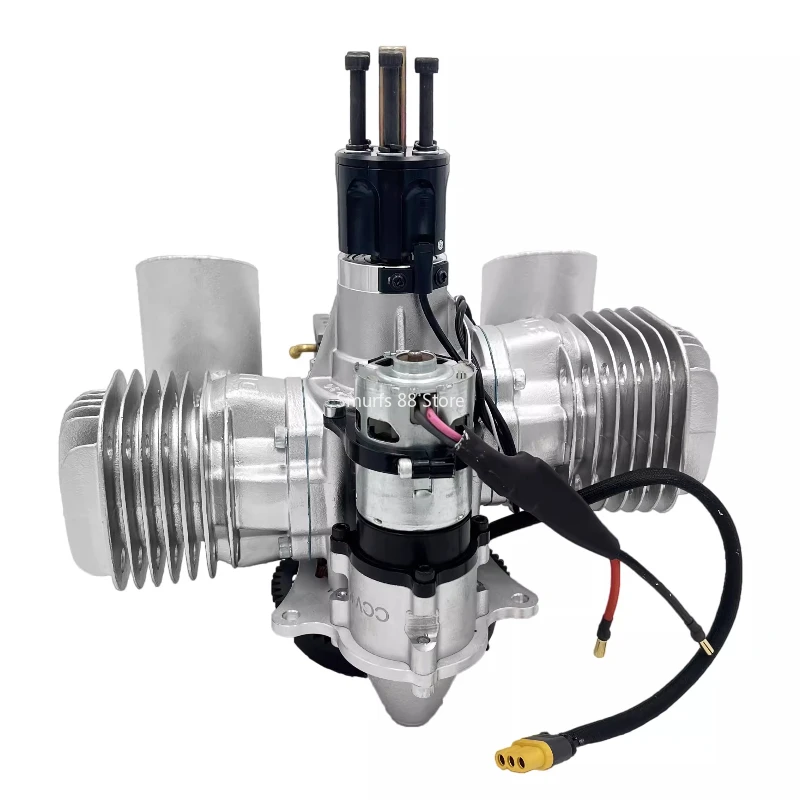 DLE130 Engine Model Metal Twin Cylinder Aircraft Engine Model Generator Version Electric Start UAV Model Toys