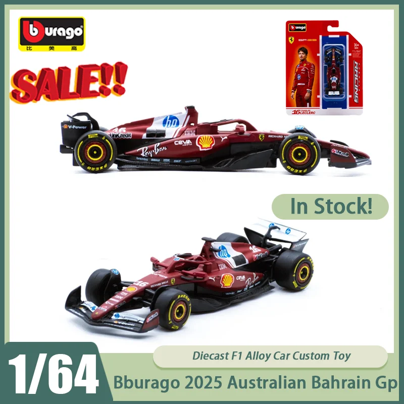 

Stock Bburago 1:64 2025 Australian Bahrain Gp Mcl39 Amg F1 W16 Red Bull 21 Sf-25 Alloy Hardcover Hanging Card Miniature Diecast