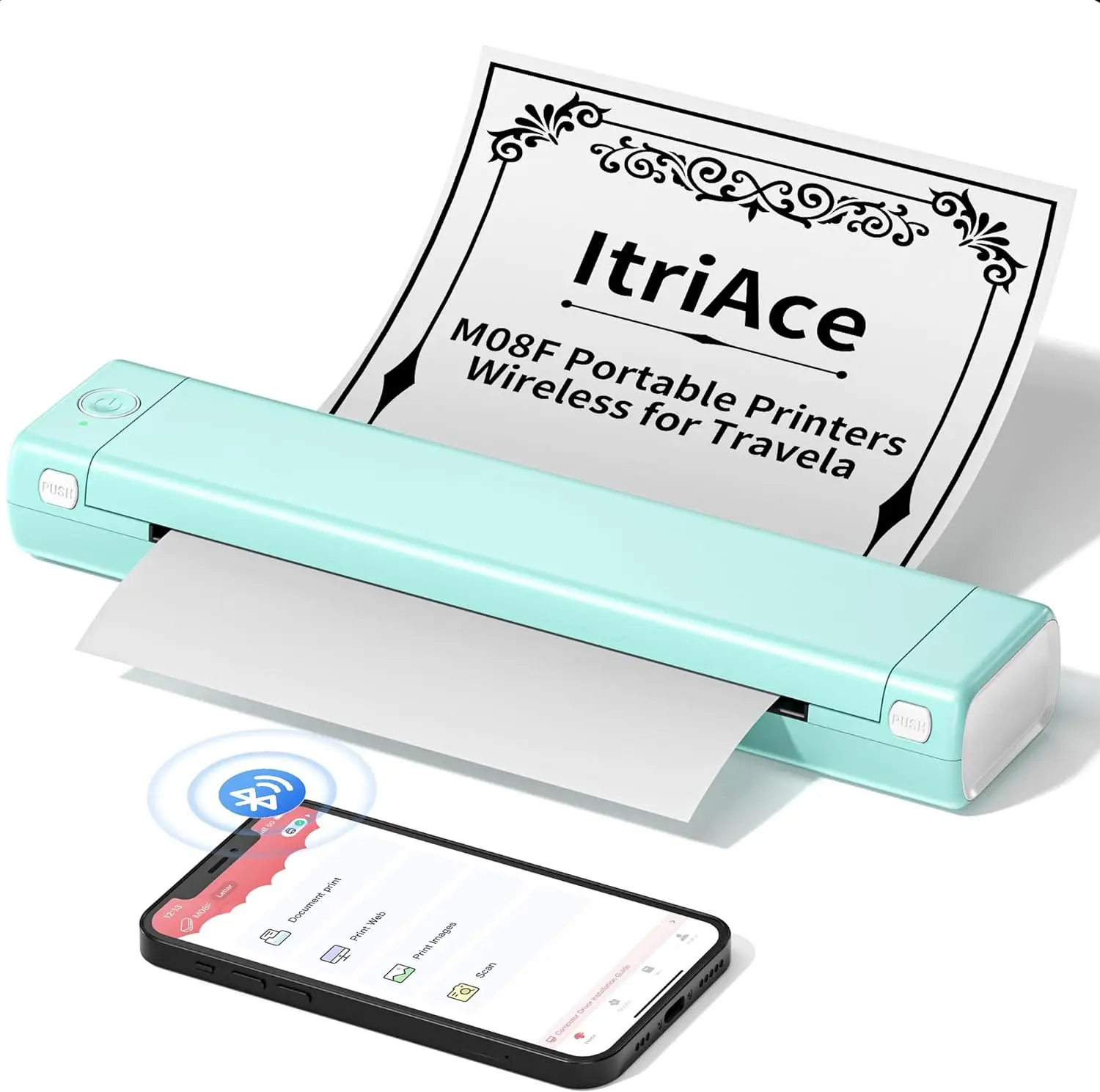 

Phomemo M08F Беспроводной принтер A4/буквенный размер Портативный термопринтер 210 мм Быстрая печать Подходит для путешествий/работы