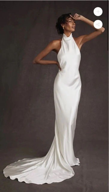 Halter neck satin wedding dress hotsell