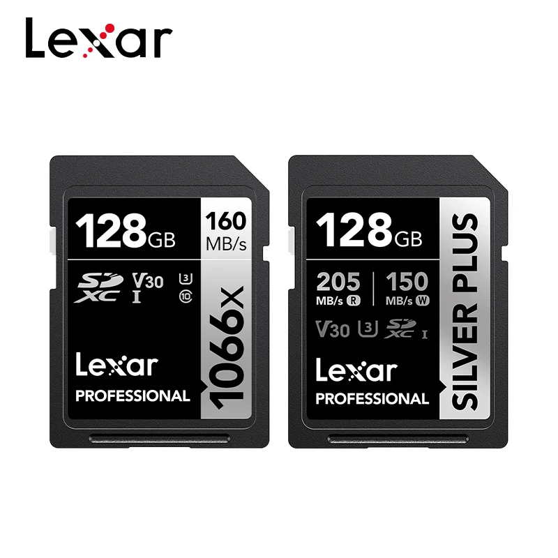 Lexar Professional V30 SD Card for Camera SDXC UHS-I Memory Card 64GB 128GB 256GB 512GB Original Storage Flash Card Up to 205Mbs