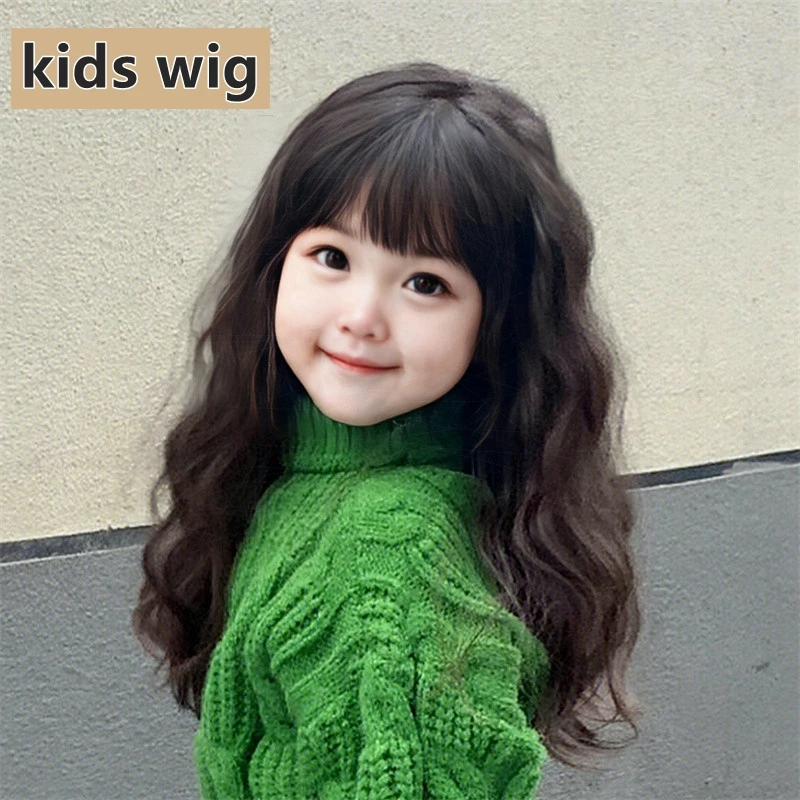 Baby Long Rolled Wigs Kids Curly Hair Accessories Children\'s Head Coverings Little Girl Headdress Toddler Hoods Headgear 2Y-5Y