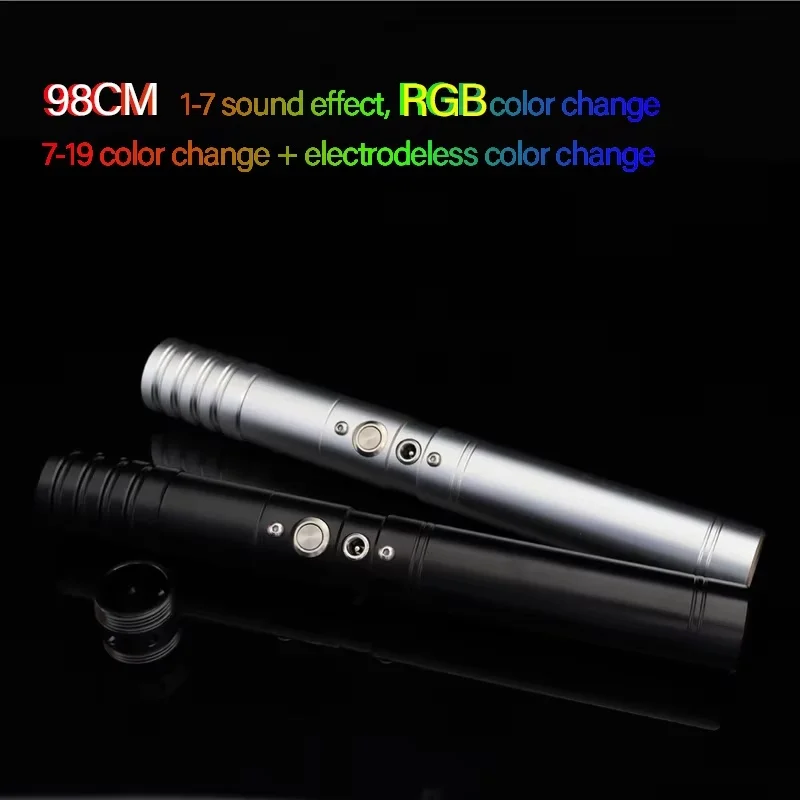 98cm Rgb Metal Lightsaber 2 In 1 Laser Sword 19color Change 1-3sound Effect Kids Party Cosplay Toy Christmas Gift Light Saber