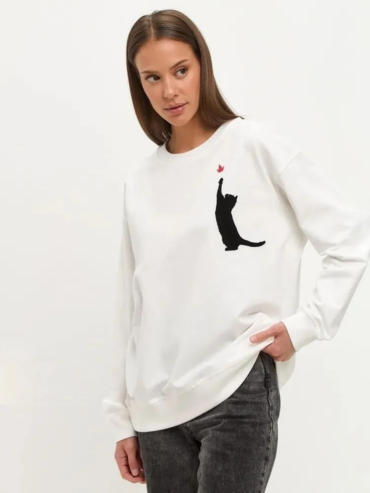 Faionable-Sudadera larga y holgada con estampado de Sve round Ne para mujer, Top informal cómodo con diseño de dibujos animados para ir al trabajo