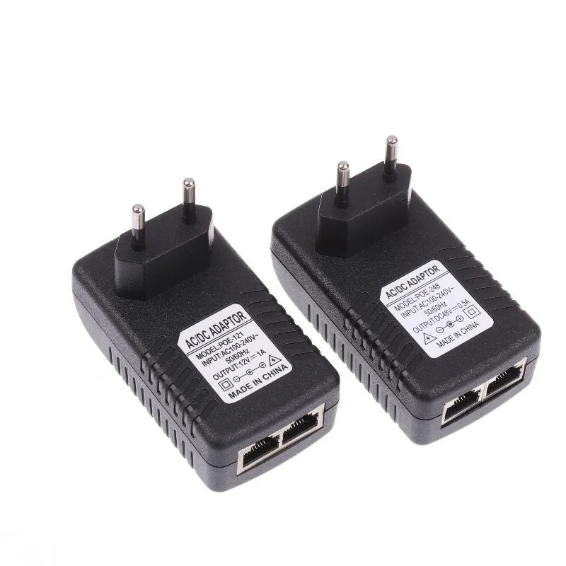 EU Plug 12V 1A/48V 0.5A POE Power Adapter for Security CCTV and NVR Router