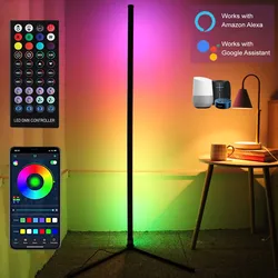 63 Cal inteligentna narożna lampa podłogowa Bluetooth z przyciemnianiem RGB LED nastrojowe oświetlenie Alexa stojąca lampa do sypialni wystrój salonu do gier