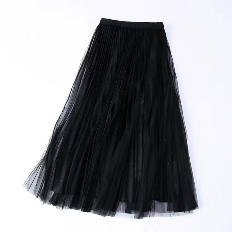 Jupes plissées Vintage en velours doré pour femmes, vêtements Double face, taille haute, longue, nouvelle collection automne, jupes mi-longues en maille polyvalentes