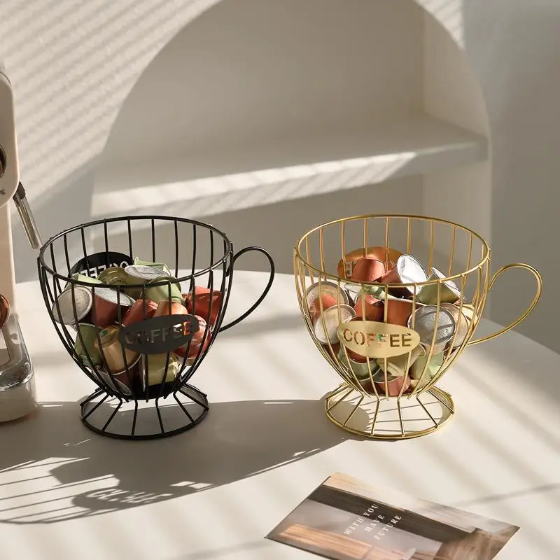 2026 Large Capacity Coffee Pod Organizer Metal Cup-Style Holder, Keeps Your Nespresso or Dolce Gusto Capsules Neat in the Office