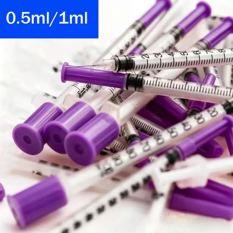 20/50/100pcs 0.5ml 1ml 31G Disposable Measuring Syringes Individual Sterile Pack For Laboratory Test Veterinary Medical Supplies