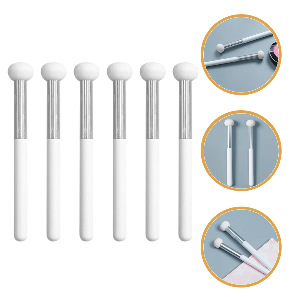 6Pcs Makeup Concealer Brush with Wood Handle Mushroom Shape Sponge Applicator for Eyelids Nose Facial Full Coverage