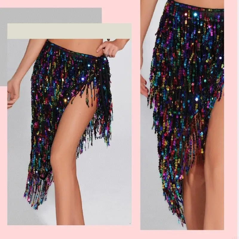 배꼽 힙 스카프 긴 술 배스 댄스 엉덩이 스카프 배꼽 춤추는 스커트