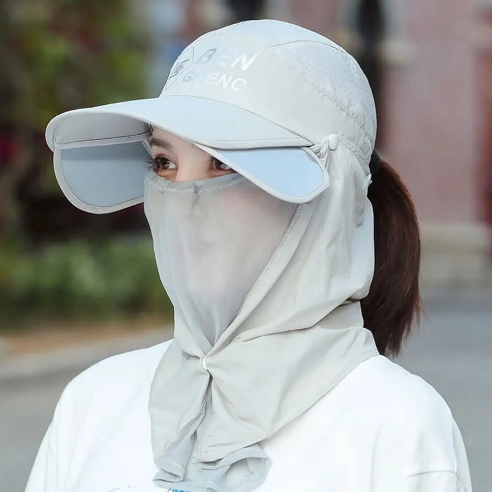 Quick-dry Hat Sun Protection Hat Ice Silk Shield Wide Brim Bucket Cap Large Brim UV Protection Bucket Hat with Neck Cover Men