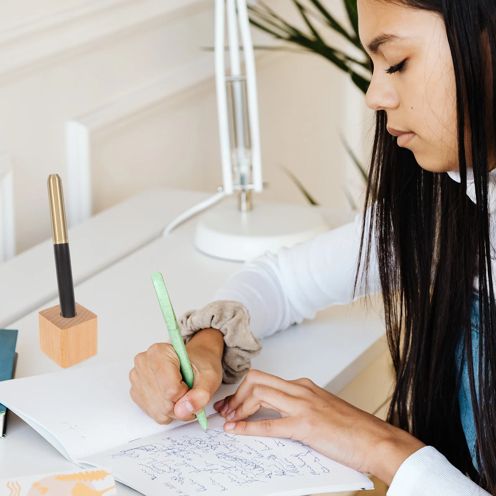 

2Pcs Wooden Pen Storage Holder Square Desktop Organizer Pencil Cup Desk Accessories Office School Home Pen Box Wooden