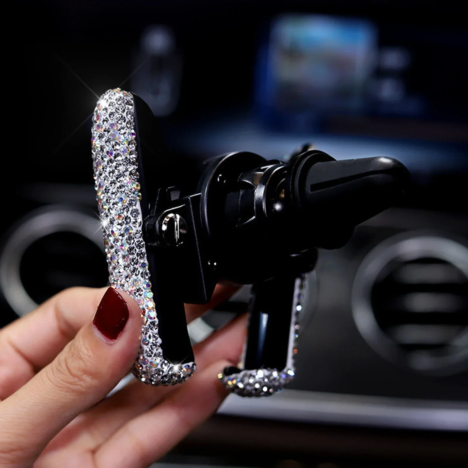 Car Phone Holder Women Diamond Crystal Car Air Vent Mount Clip Mobile Phone Holder Stand in Car Bracket Interior Accessories