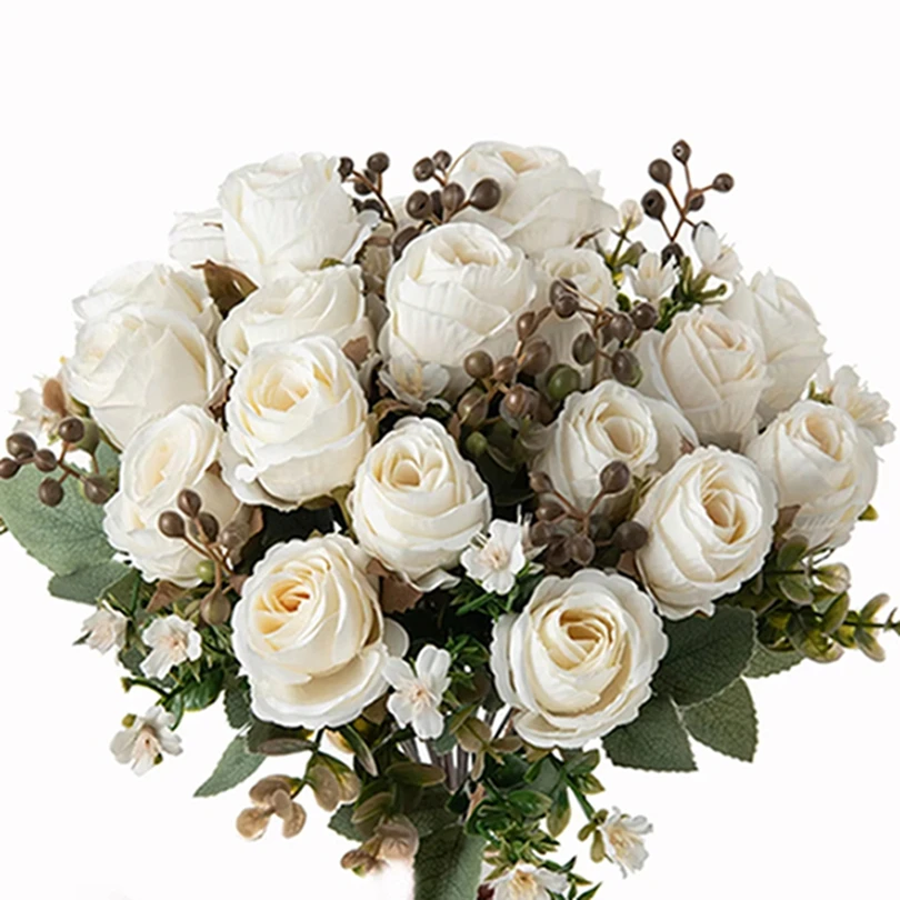 

5pcs Silk Artificial Flowers Roses Wedding Bridal Bouquets Home Colorful Vase Ornaments Festival Outdoor Garden Bonsai Diy Decor