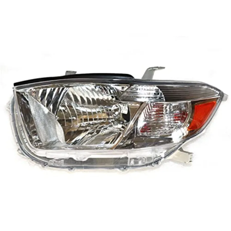 

For 2008-2010 Tooyota Highlander Halogen Headlights Driver Side OE Replacement Headlamp Left Chrome Housing Amber Corner Front H