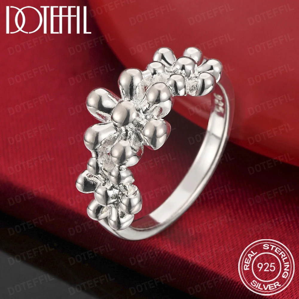 925 Sterling Silver Three Flowers Ring For Woman Man Fashion Wedding Engagement Party Gift Charm Jewelry