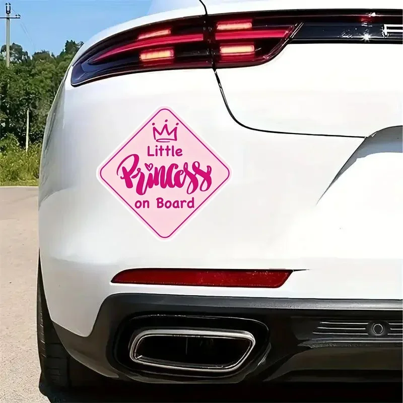 Little Princess On Board Cute Pink PVC Vinyl Car Sticker 12.5x12.5cm Waterproof Auto Window Decal Decor