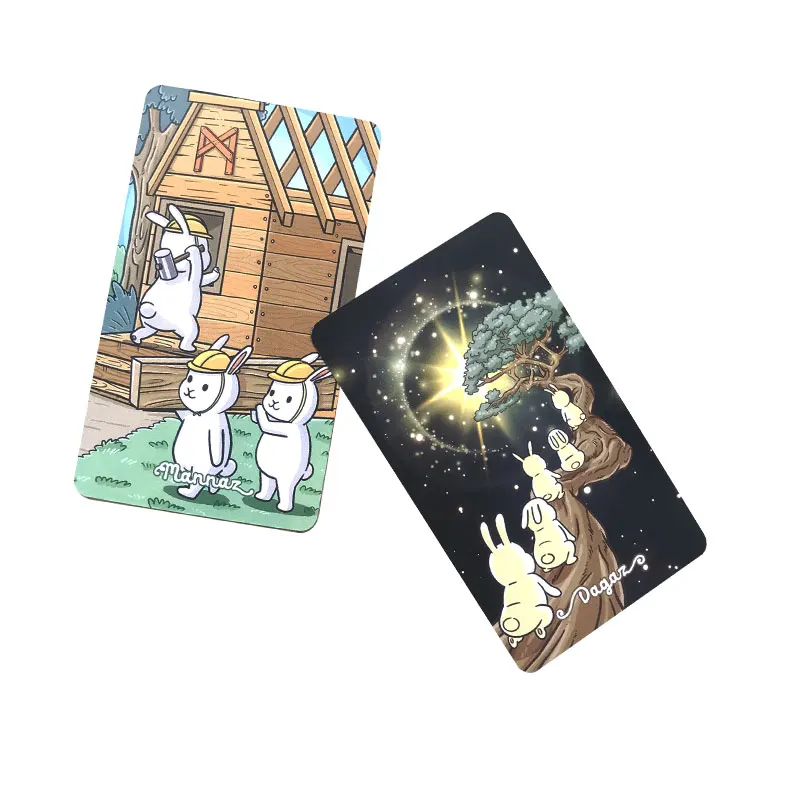 Hot sales Rabbit Oracle Tarot Card Fate Divination Prophecy Card Family Party Game Tarot Card PDF Guide