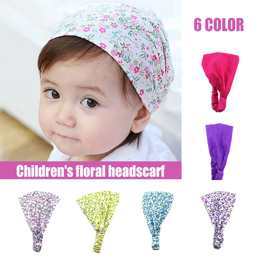 1pc Baby Blumen Polka Dot Print Turban bequemes Kopftuch elastisch niedlich Stirnband Kleinkind Kinder mehrfarbige Haarschmuck