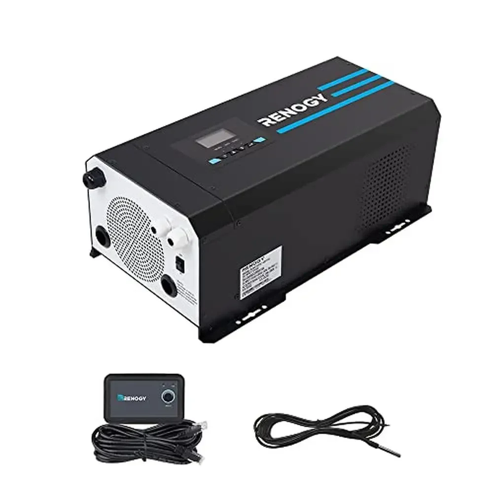 2000W Pure Sine Wave Inverter Charger 12V DC to 120V AC Surge 6000W Off-Grid Solar RV Boat Home w/LCD Display High-Quality Power