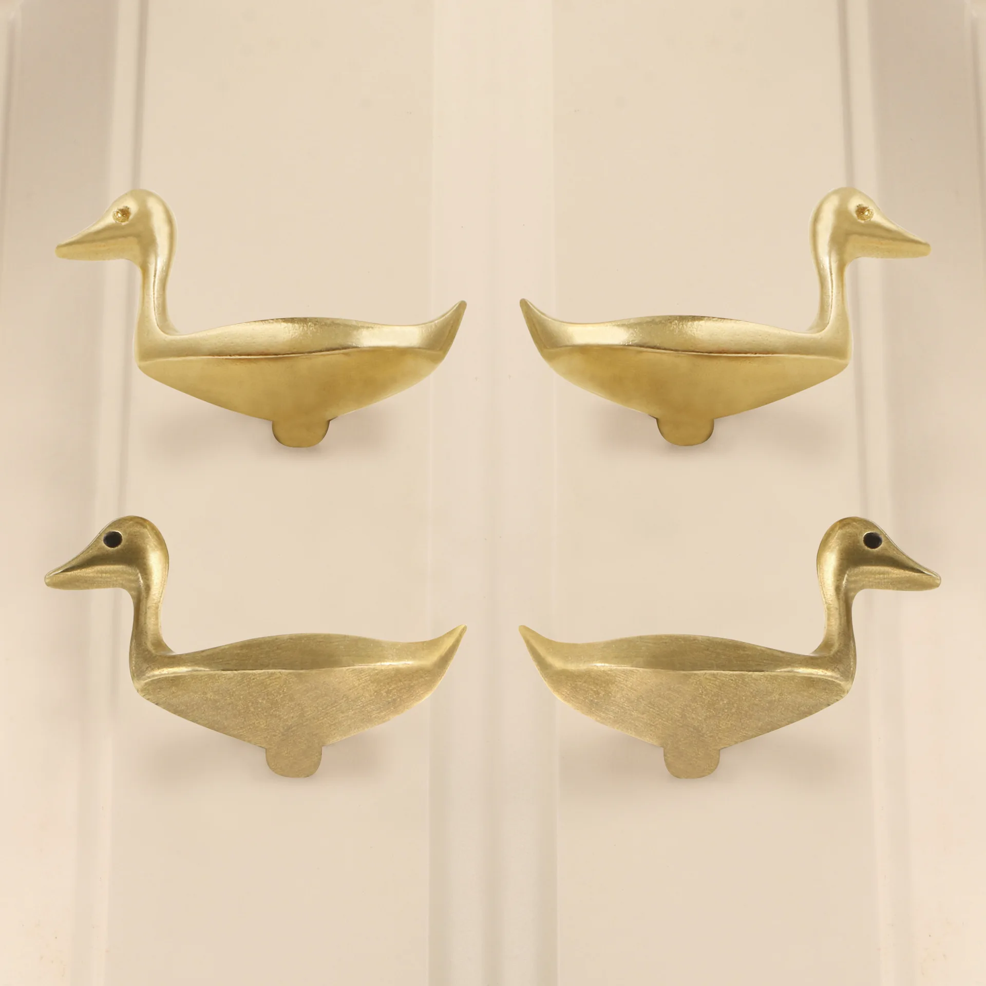 

Vintage Door Handle Knobs -A Pair of Big Geese Brass Knobs Decorative Cabinet Pulls Drawers DIY for Children's Bedroom