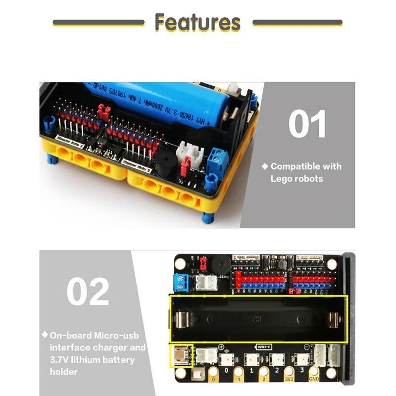 Extension Board For Micro:Bit V2.0 Support 8 Servos And 4 DC Motors With Onboard Infrared Receiver And 4 RGB Lights