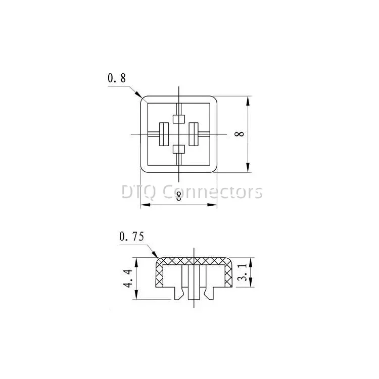 컬러 스퀘어 촉각 스위치 단추 캡, 6x6x7.3mm 스퀘어 헤드 모자, A66, 8x8x4.4mm, 50 개