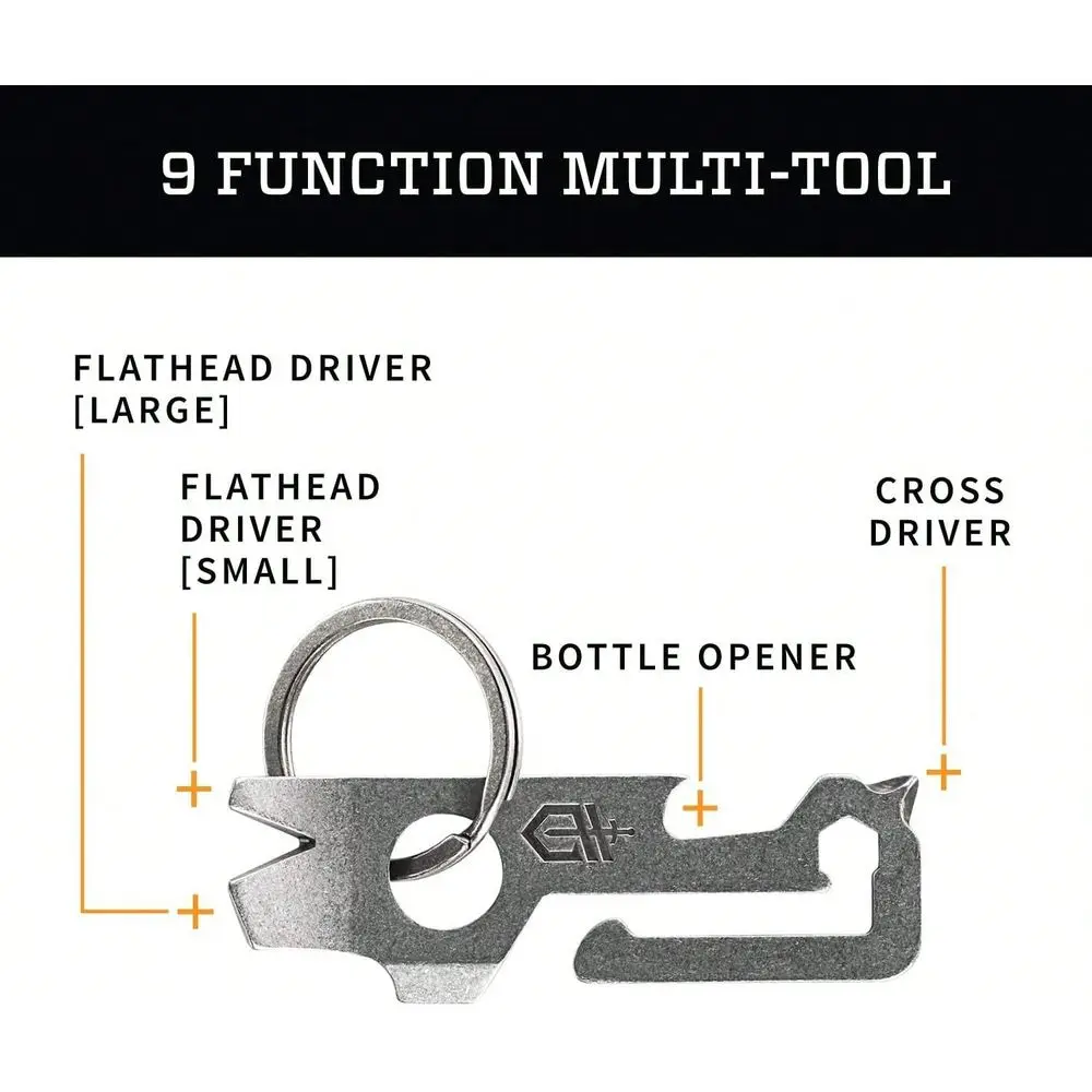 Mullet Keychain MultiTool Keychain With Pry Bar, Bottle Opener, And Wire Stripper EDC Gear And Equipment Stonewash