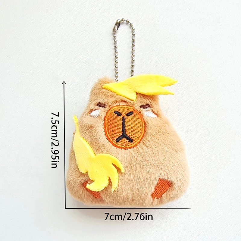 Color Capibara Plush Toy Cartoon Capybara Pendant Soft Stuffed Doll Keychain Car Key Ring Backpack Bag Decor