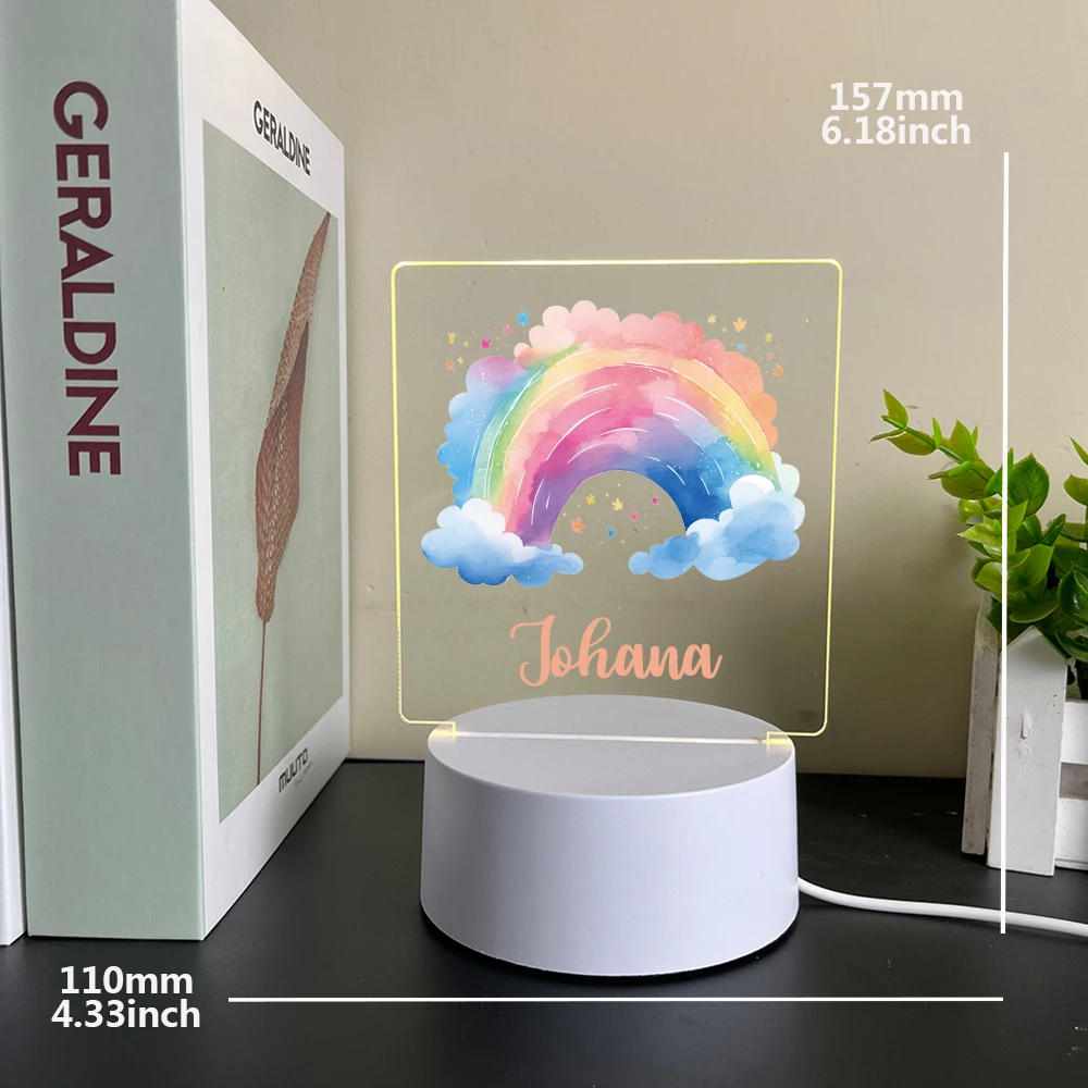 Personalized Custom Rainbow Modern  Acrylic Led Night Light Home Decor Christmas Gift Room Decor For Boys Birthday