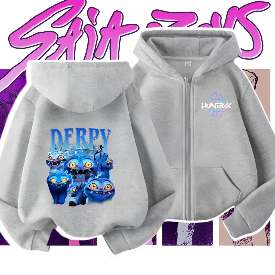 

Boys' Anime Kpop Demon Hunters Zipper Hoodie Autumn Rumi Warm Soft Girls Comfortable Hooded Sweatshirt​