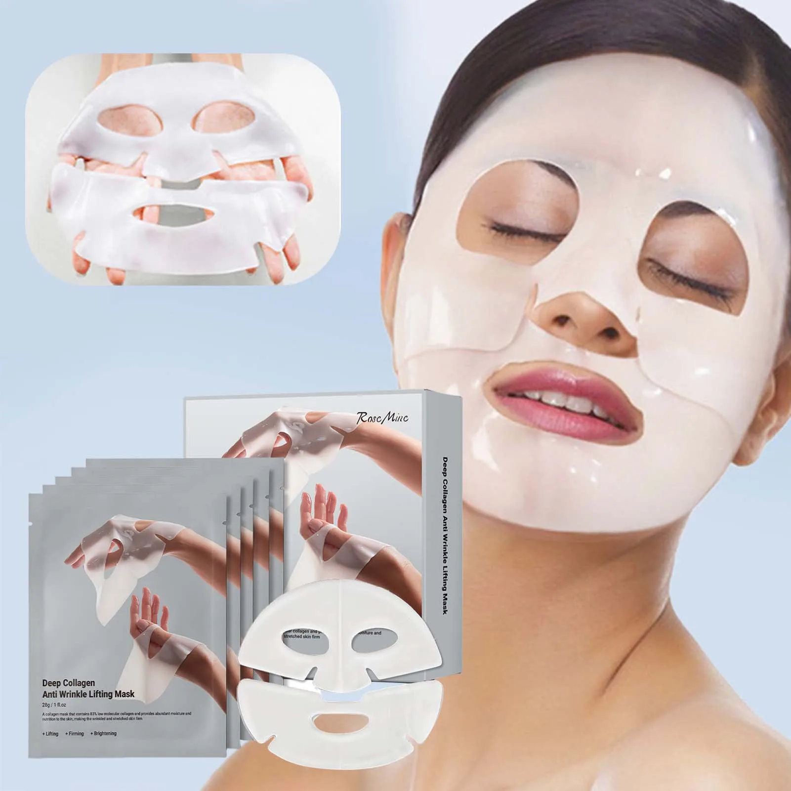 5pcs Collagen Pestlo Mask Repair Large Pores Black Heads Acne Deep Cleansing Mask Great Gifts for Families and Friends