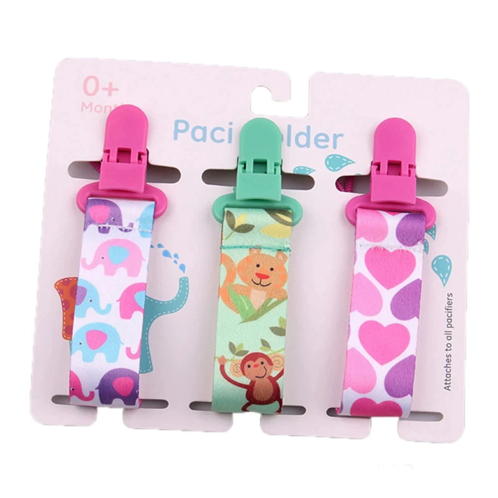 3Pcs/set Cute Cartoon Child Pacifier Chain Baby Soother Toys Anti-drop Clip Baby Pacifier Nipple Holder