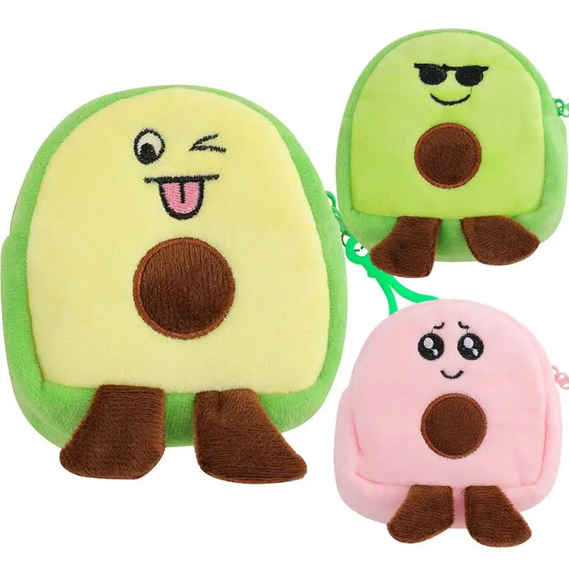 Cute Avocado Plush Coin Purse Fruit Small Wallet Plush Coin Pouch Change Holder Fashionable Avocado Plush Bag Pendant Small Soft