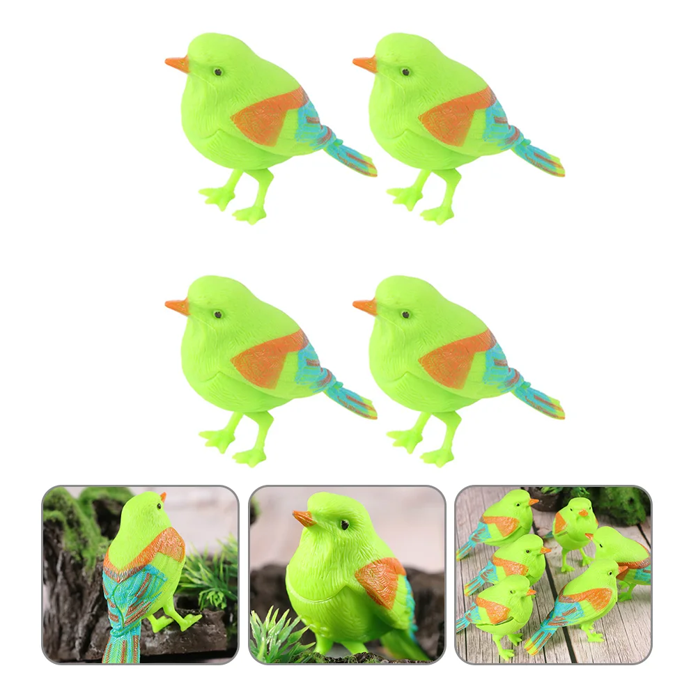 4 ชิ้นของเล่นนกของเล่นควบคุมเสียงร้องเพลง Little Chirping สีสัน 950X550X300 เซนติเมตรจําลองตกแต่งเด็กตลก