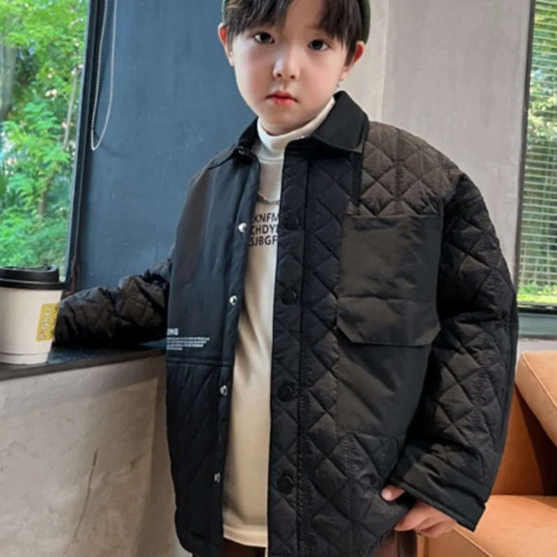 

Boys Coat Cotton Jacket Windbreak Outerwear 2024 Lapel Winter Autumn Thicken Warm High Quality Christmas Gift Children's Clothin