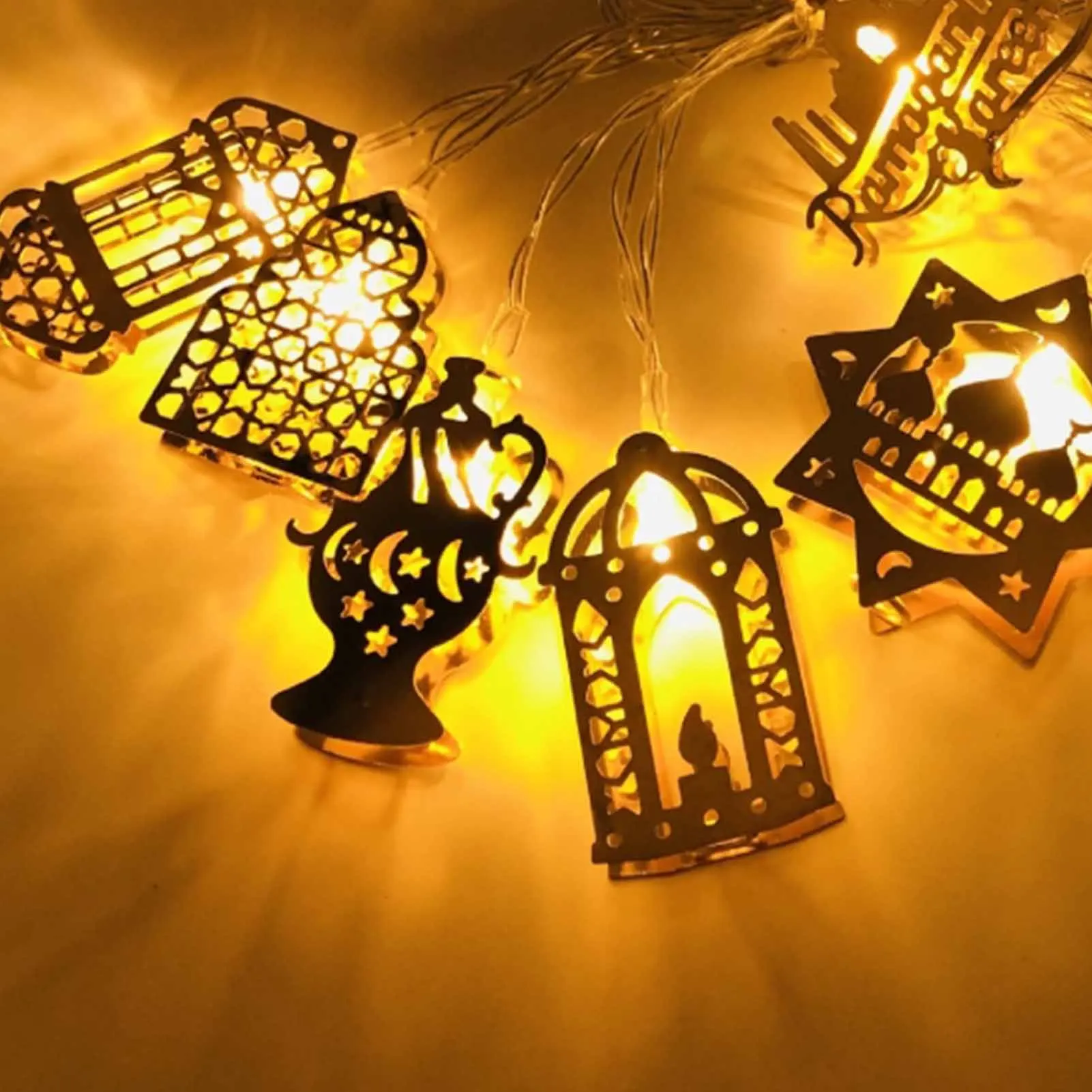 Eid Mubarak Star Moon String Light, alimentado por bateria, decoração Ramadan para casa, decoração de festa muçulmana islâmica, 10LED, 1,65 m, 2024