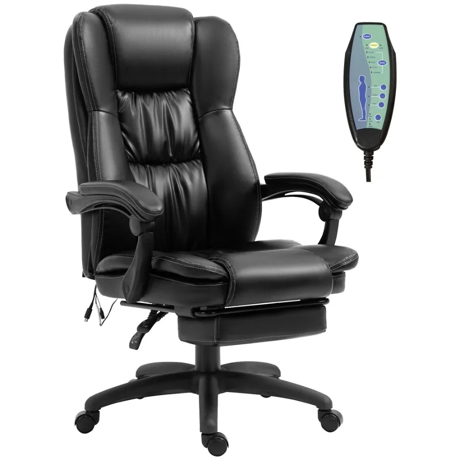 

High Back Massage Office Chair with 6Point Vibration 5 Modes Executive Chair PU Leather Swivel Chair with Reclining Back and Re