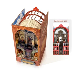 DIY Book Nook Wooden Miniature Model Kit Railway Cathedral Bookend Assembled 3D Puzzle Bookshelf Home Decor Friends Gifts