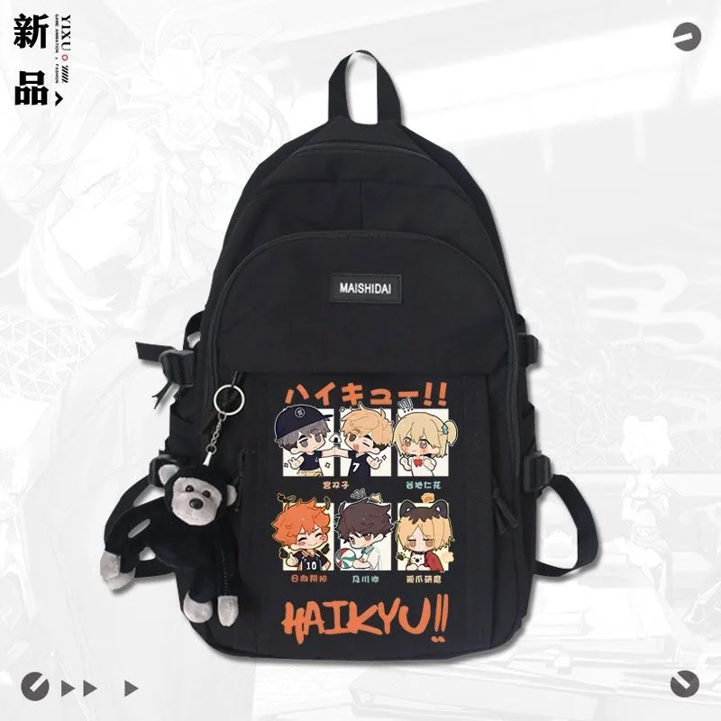 30×44×13cm Black White Green Red, Haikyuu, Student Kids Teens School Bags, Large Capacity Mochilas Anime Backpacks Girls Boys