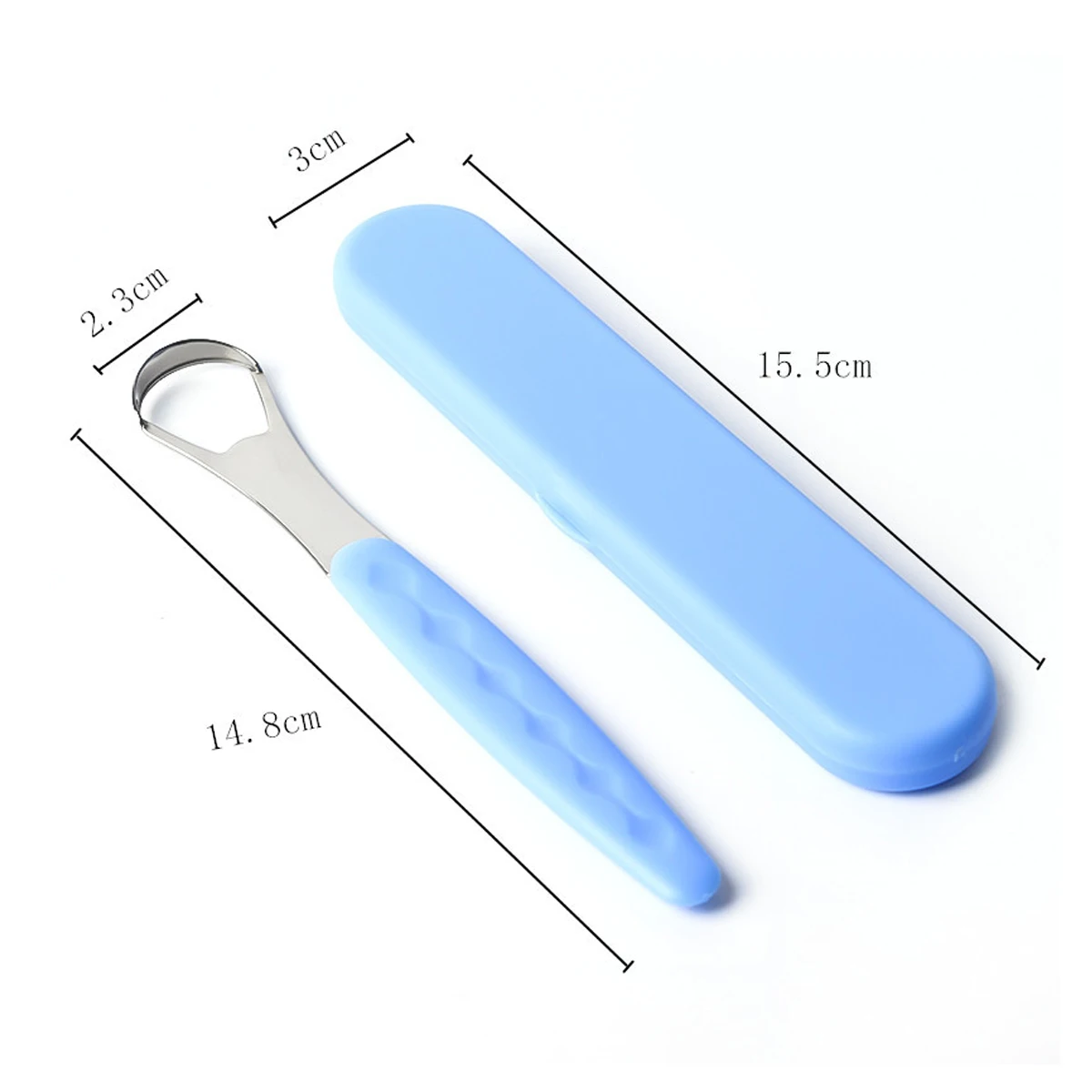 1Pc Plastic Box Tongue Cleaners Portable Case Stainless Steel Color Tongue Scraper Keep Fresh Breath