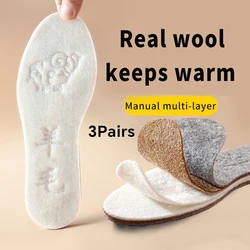 3 Pairs Winter Warm Insoles for Shoes Men Women Wool Thicken Soft Shoes Pads Skin-friendly Cotton Cashmere Keep Warm Soft Insole