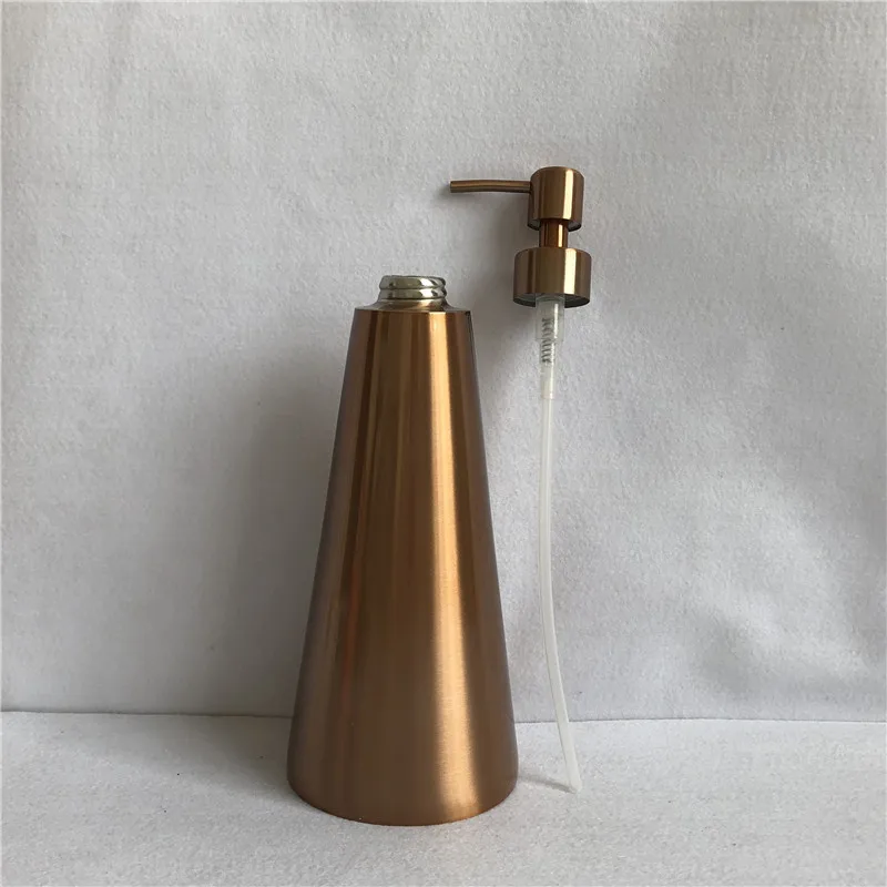 Dispensador de jabón de cocina de acero inoxidable 304, oro rosa, 800ml, cono grande, Hotel, KTV, botella de jabón de manos, botella de Gel de ducha