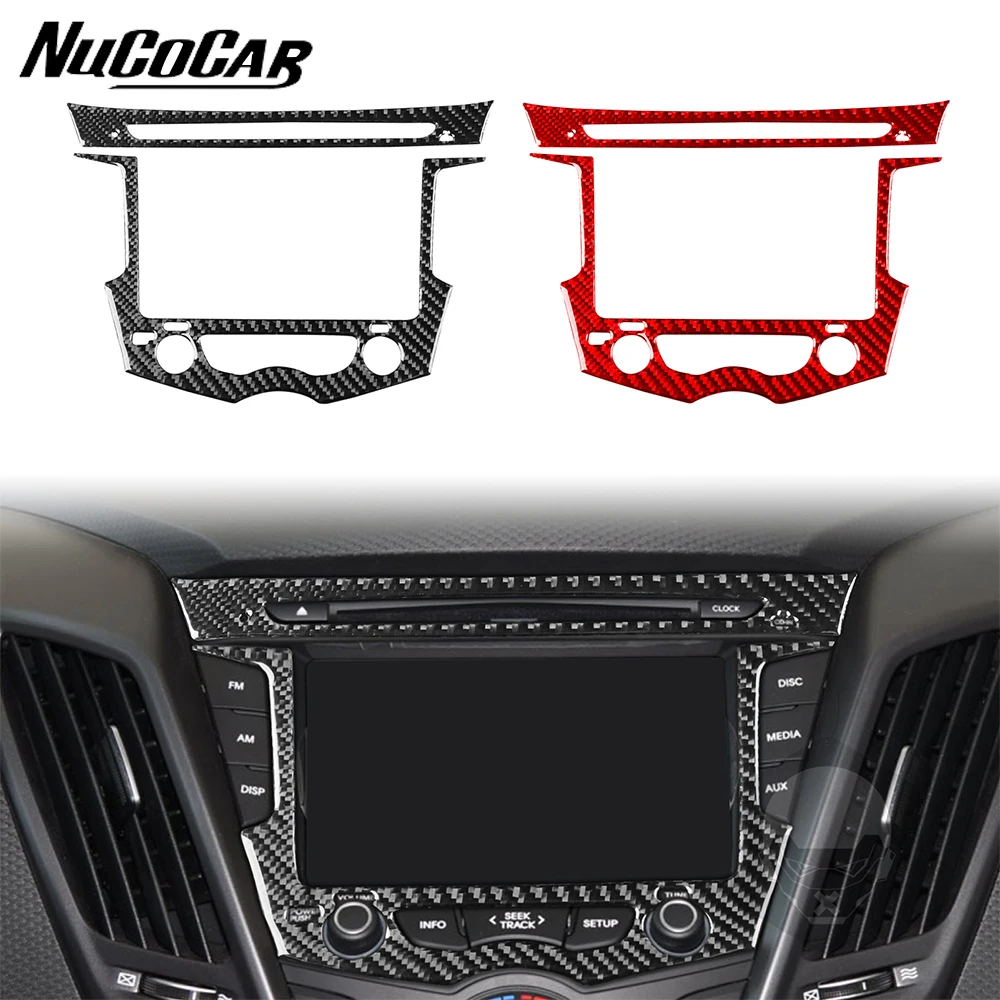 For Hyundai Veloster 2011-2017 Carbon Fiber Radio navigation Panel Trim Cover Car Interior Accessories Decorative Stickers