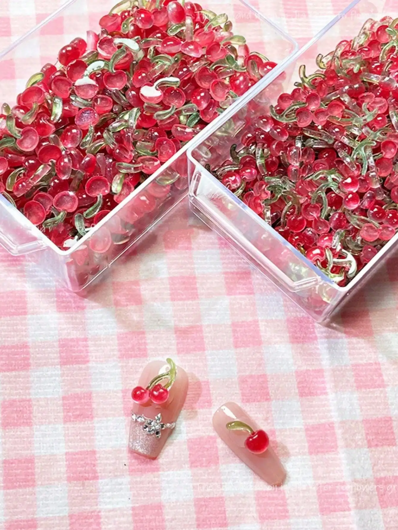 20/40/50/100 PCS Sweet 3D Mini Cherry Nail Art Accessories, DIY Resin Nail Art Accessories, Simple Instagram-style